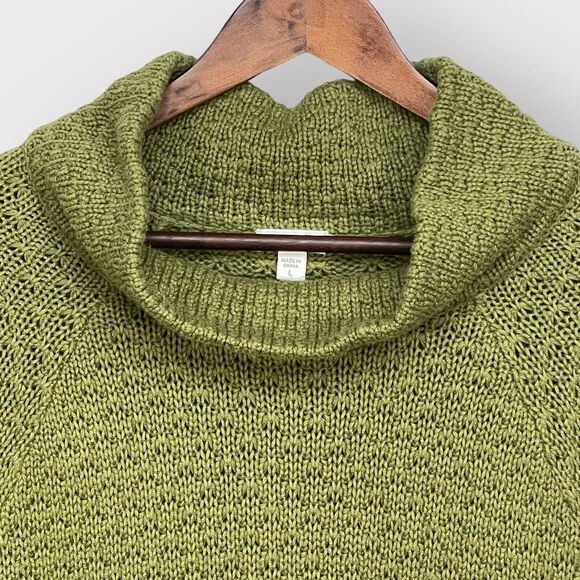 J.Jill PureJill Knit Sweater Women Size L Green Long‎ Length Raglan Long Sleeves - Picture 2 of 13